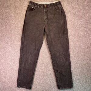 Vintage 90s‎ Lee Jeans Womens 14M Black High Rise Elastic Waist Tapered Bareback